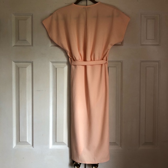 NWT PrettyLittleThing Nude Wrap Front Kimono Sleeve Midi Dress - Picture 6 of 9